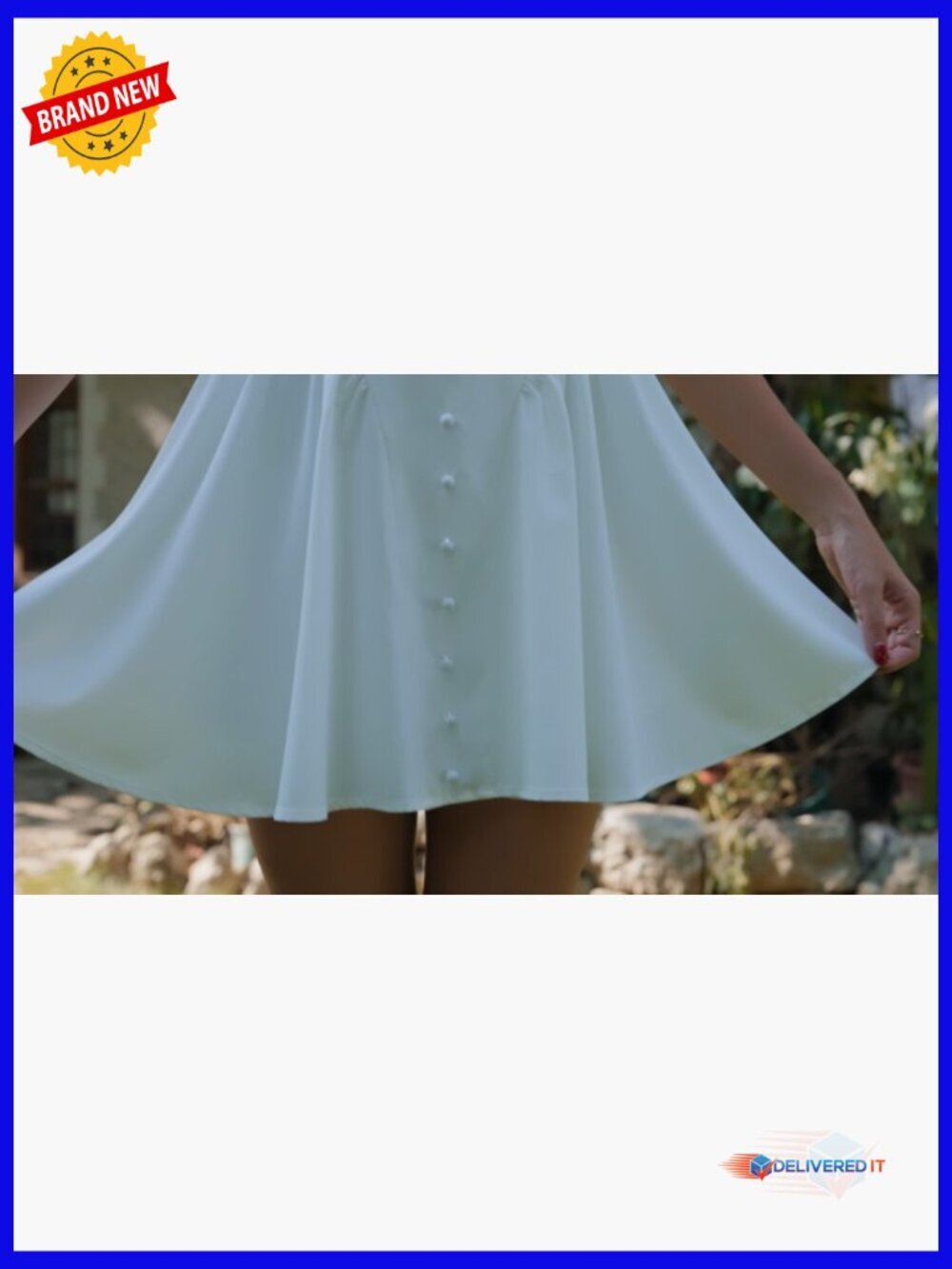 Women's Corset Mini Dress with Lace Up Back, Spaghetti Straps, A-Line Silhouette - Picture 6 of 6